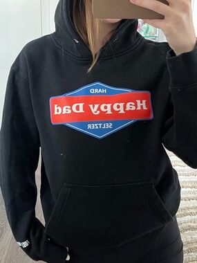 Unisex Happy Dad Selzter - Full Send Merch - Graphic Black Hoodie - Nelk Boys
